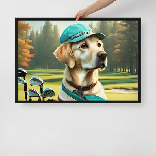 Framed canvas-Labrador Retriever Golfer V10