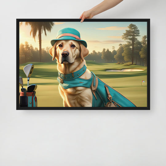 Framed canvas-Labrador Retriever Golfer V12