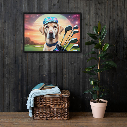 Framed canvas-Labrador Retriever Golfer V13