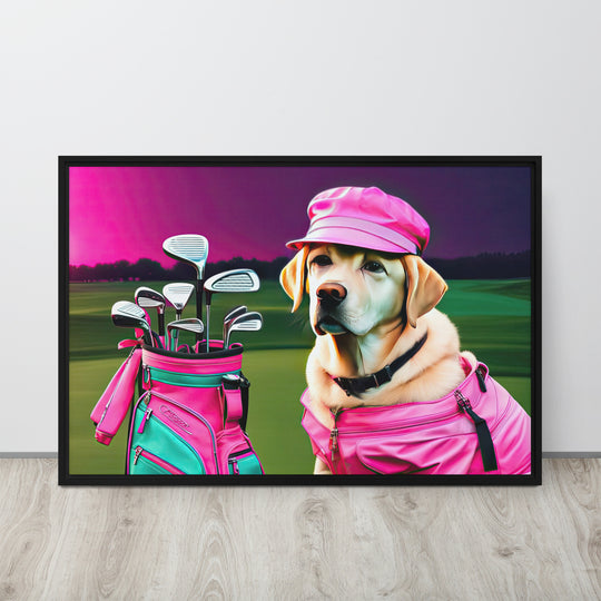 Framed canvas-Labrador Retriever Golfer V17