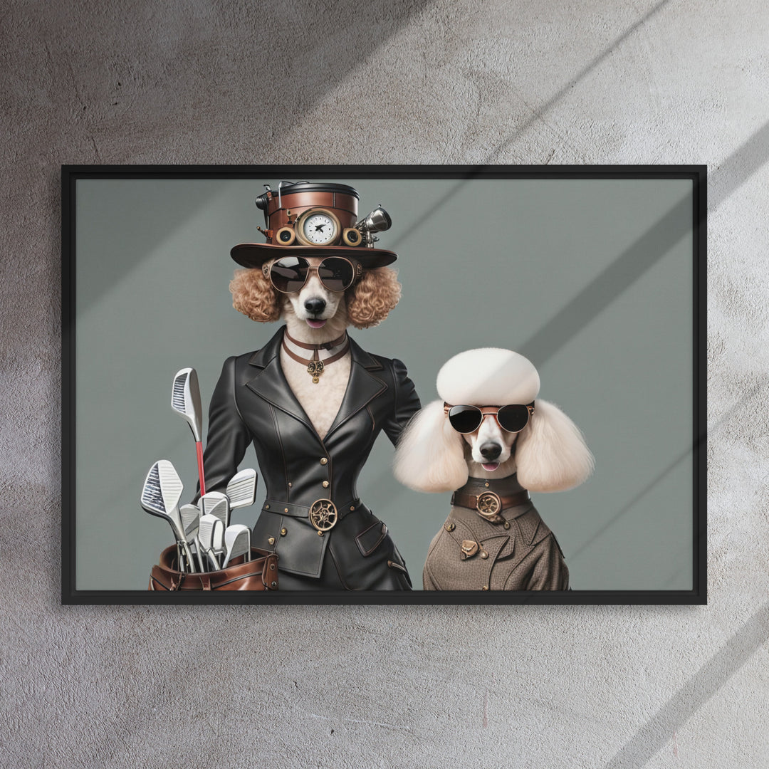 Poodle Golfer- Framed canvas v2