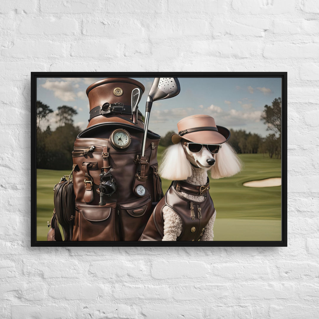 Poodle Golfer- Framed canvas v3
