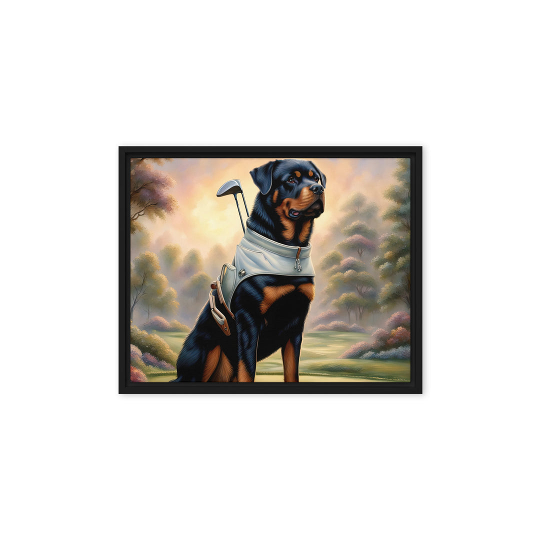 Rottweiler Golfer- Framed canvas v2