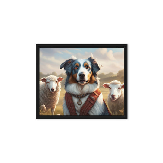 Australian Shepherd- Framed canvas v4