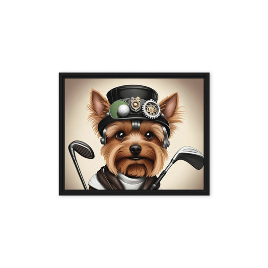 Yorkshire Terrier Golfer- Framed canvas v3