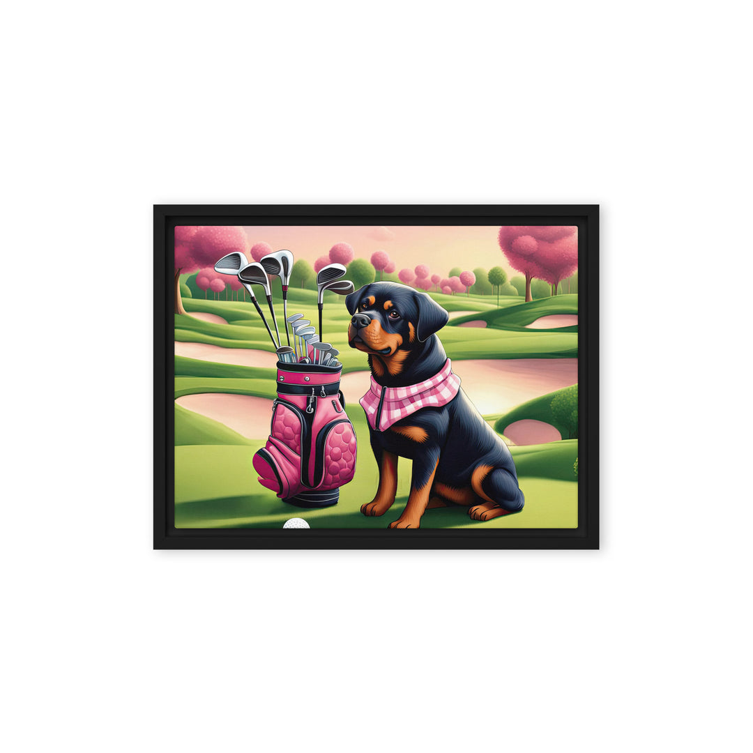 Rottweiler Golfer- Framed canvas
