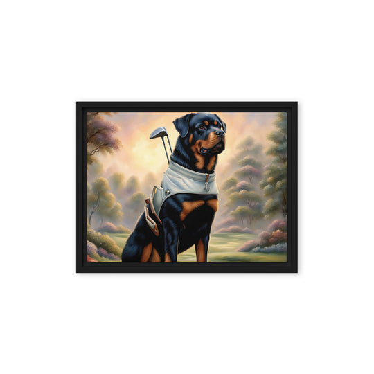 Rottweiler Golfer- Framed canvas v2