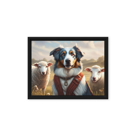 Australian Shepherd- Framed canvas v4