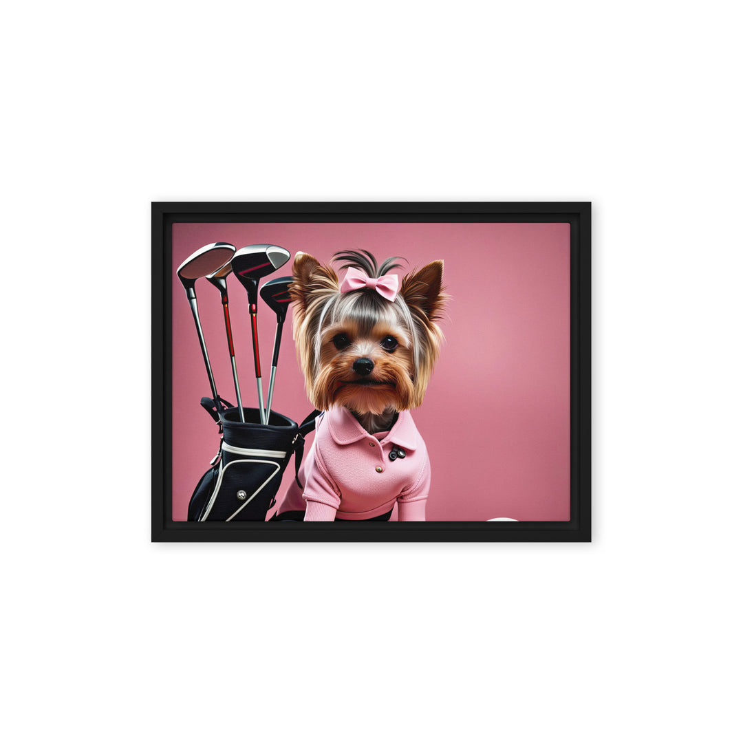 Yorkshire Terrier Golfer- Framed canvas