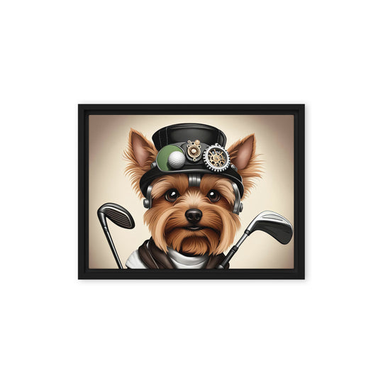 Yorkshire Terrier Golfer- Framed canvas v3