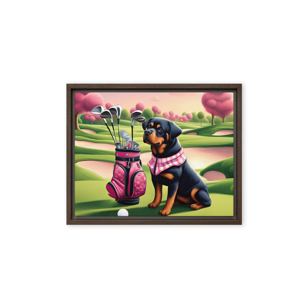 Rottweiler Golfer- Framed canvas