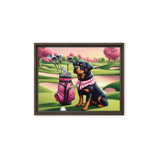 Rottweiler Golfer- Framed canvas