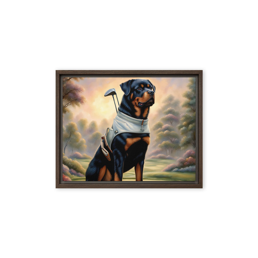 Rottweiler Golfer- Framed canvas v2