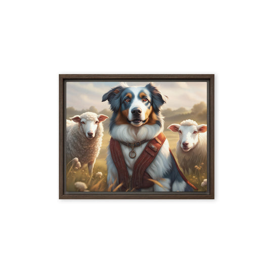 Australian Shepherd- Framed canvas v4