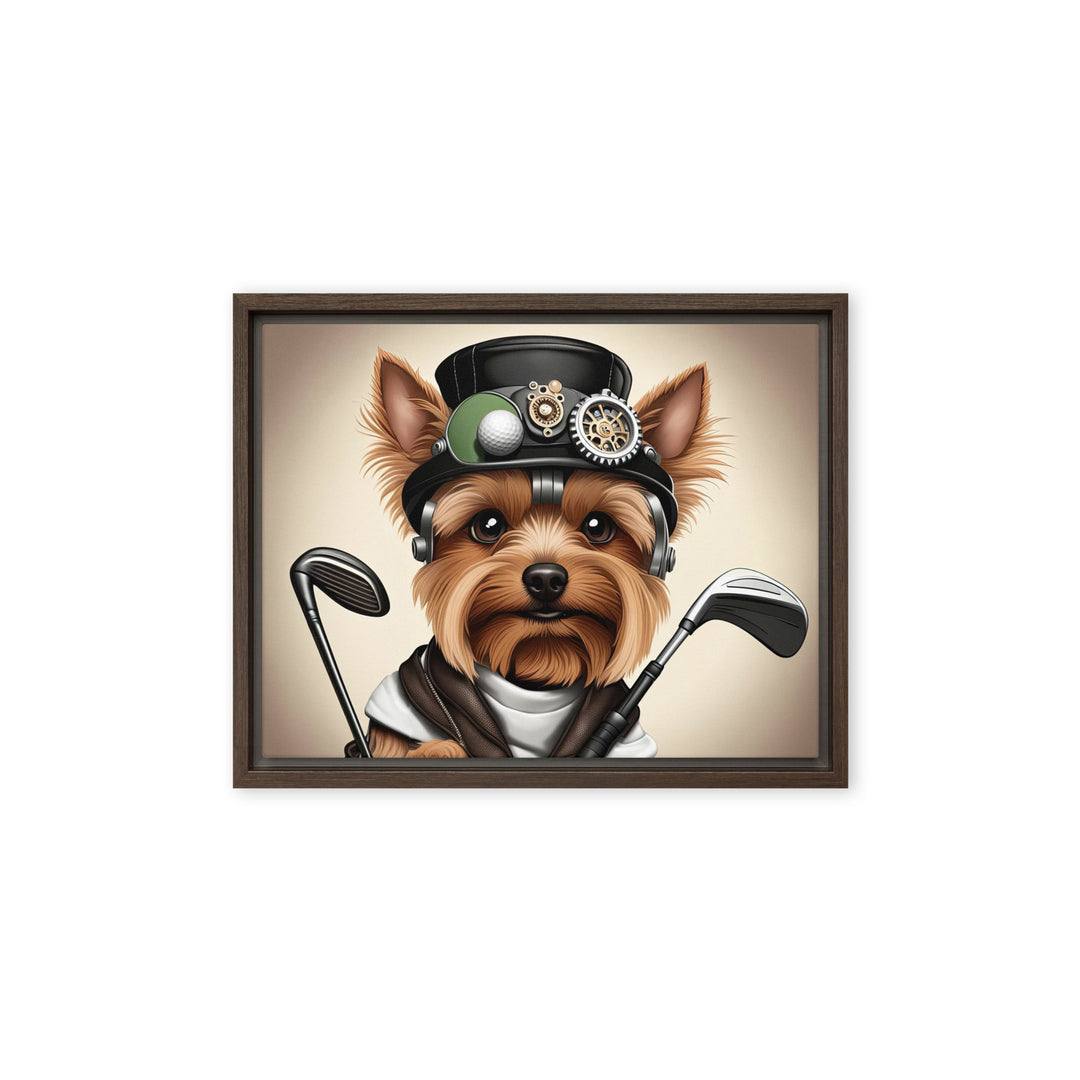 Yorkshire Terrier Golfer- Framed canvas v3