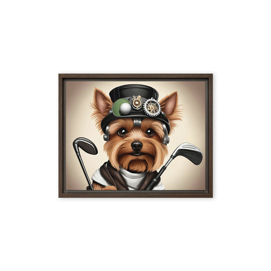 Yorkshire Terrier Golfer- Framed canvas v3