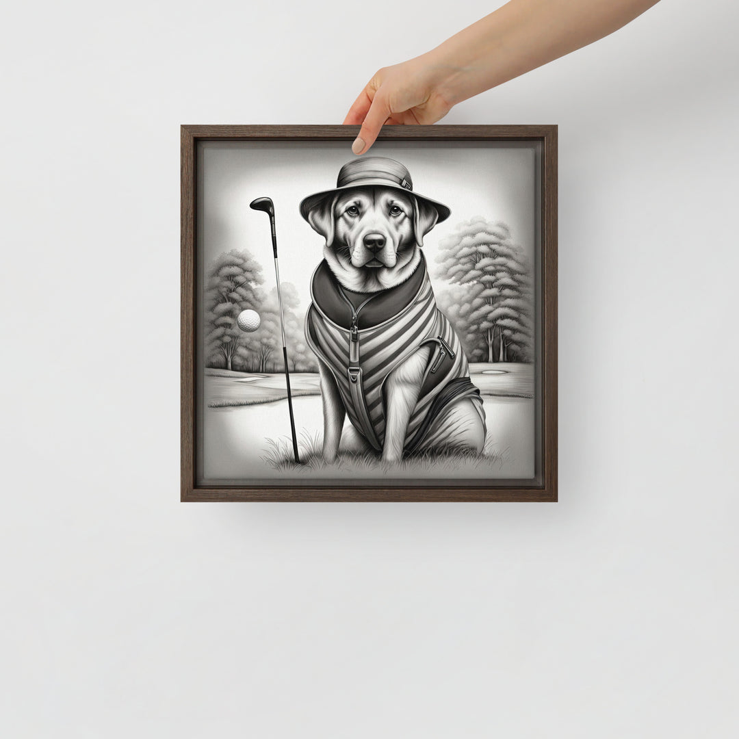 Framed canvas-Labrador Retriever Golfer V7