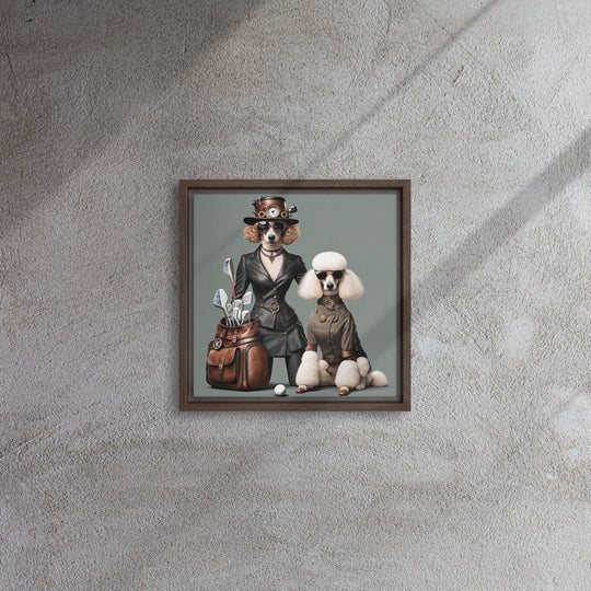 Poodle Golfer- Framed canvas v2