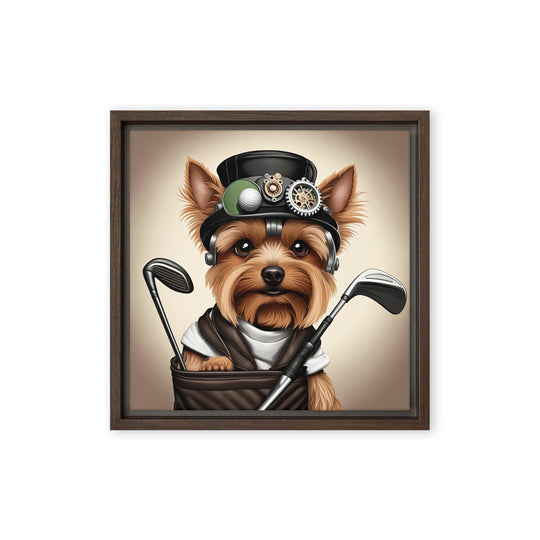 Yorkshire Terrier Golfer- Framed canvas v3