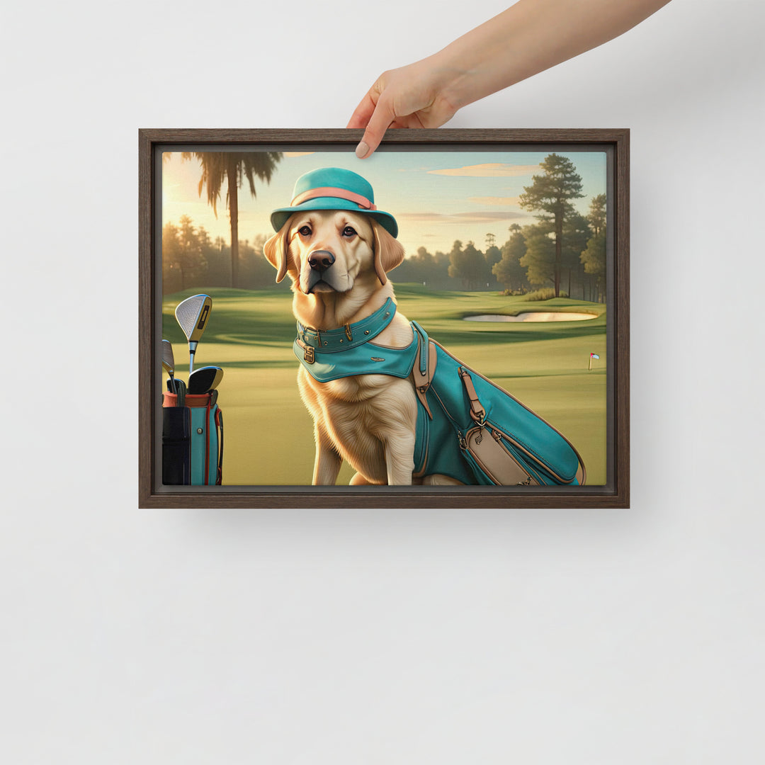 Framed canvas-Labrador Retriever Golfer V12