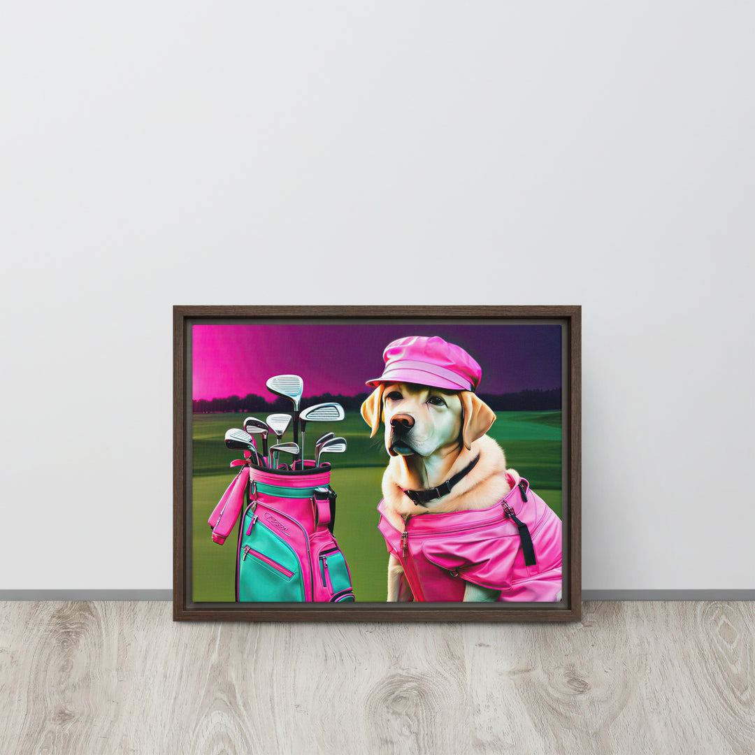 Framed canvas-Labrador Retriever Golfer V17