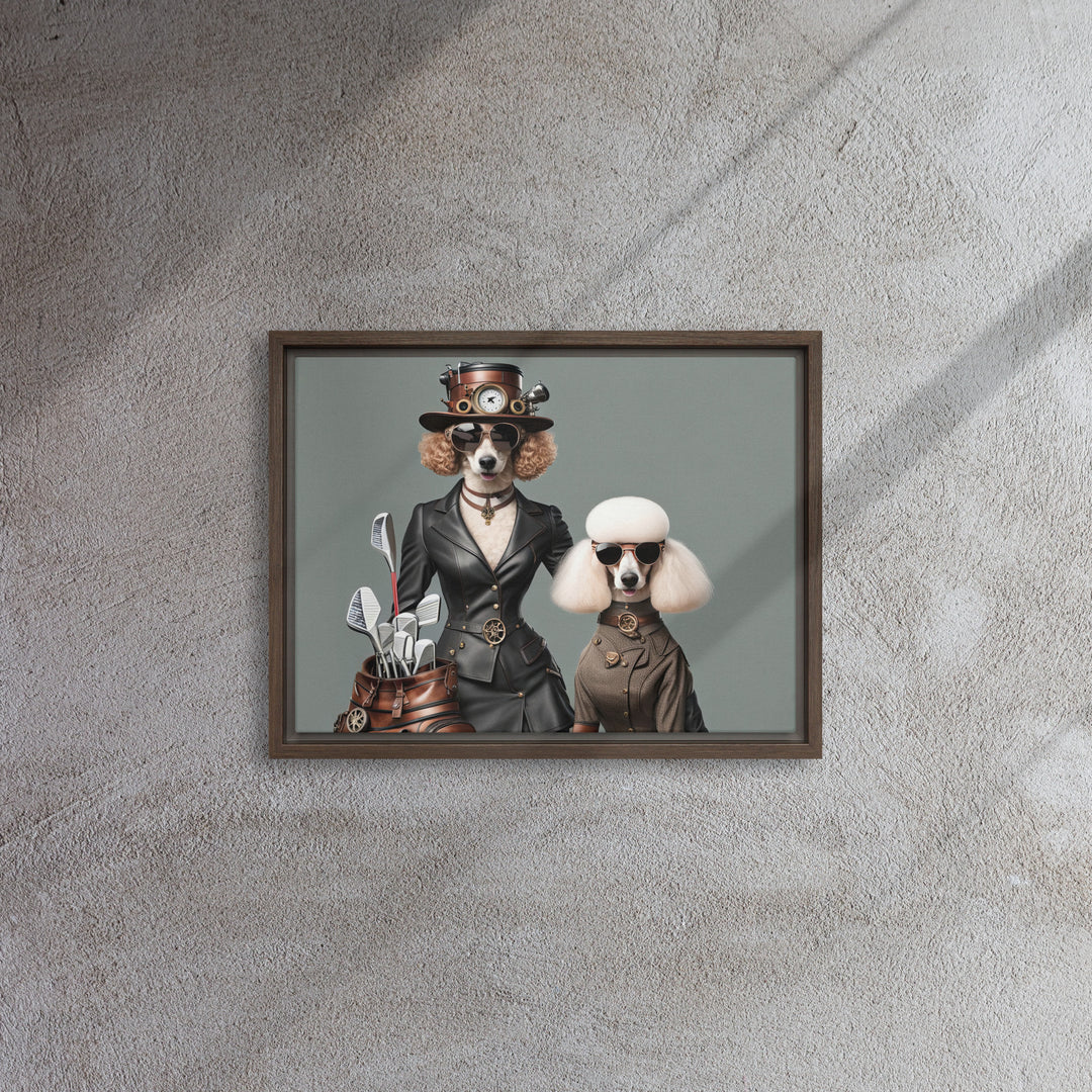 Poodle Golfer- Framed canvas v2