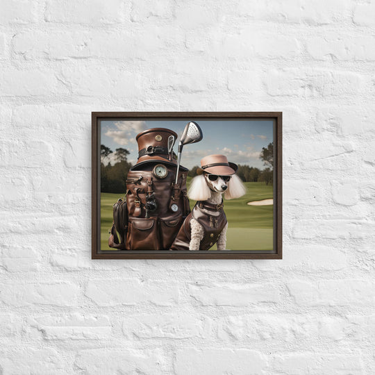 Poodle Golfer- Framed canvas v3