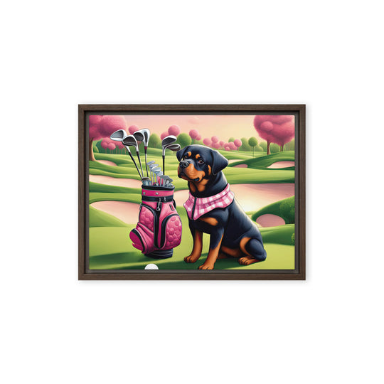 Rottweiler Golfer- Framed canvas