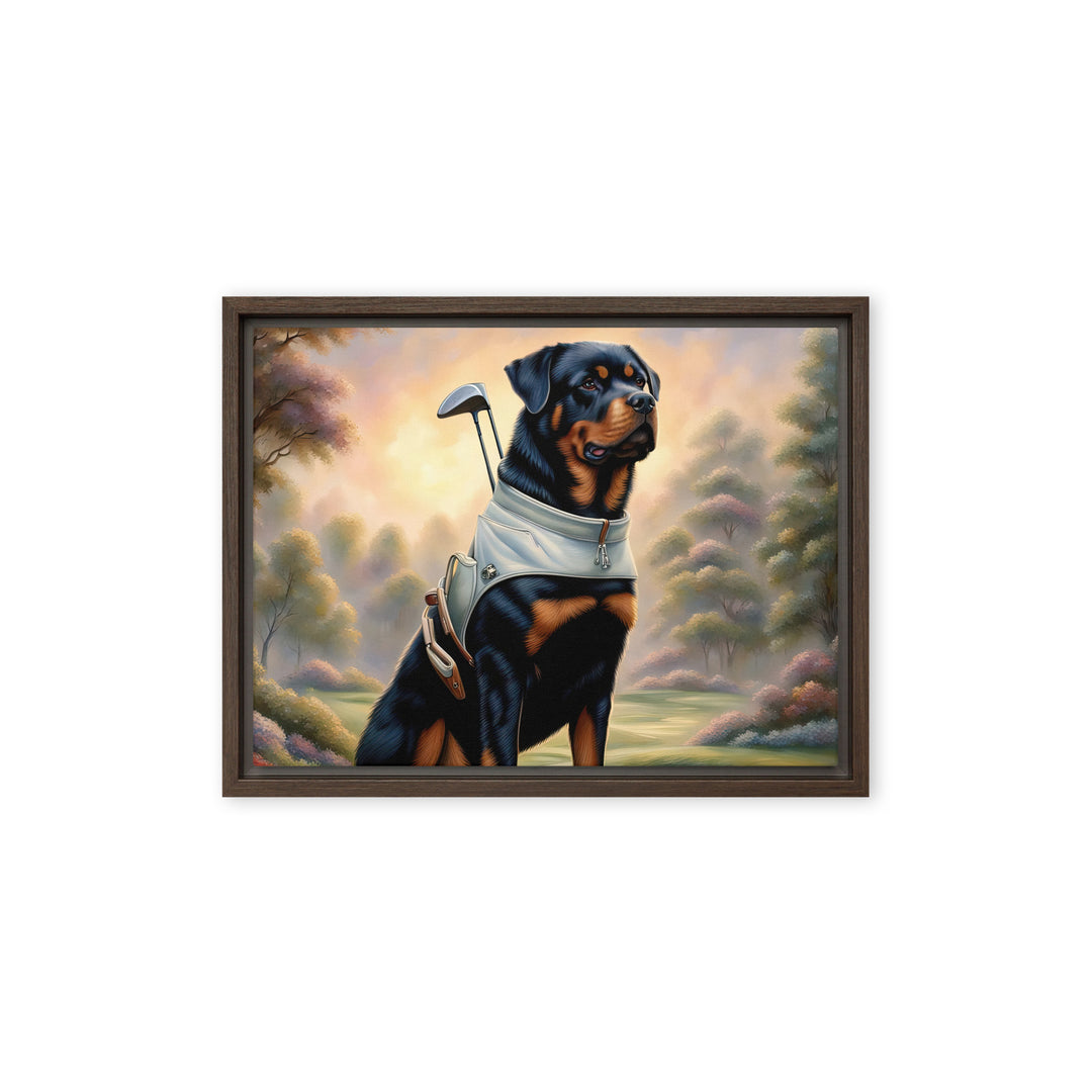 Rottweiler Golfer- Framed canvas v2