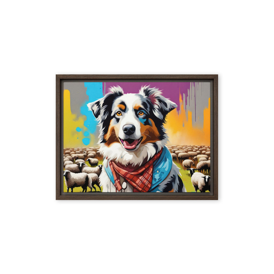 Australian Shepherd- Framed canvas v3