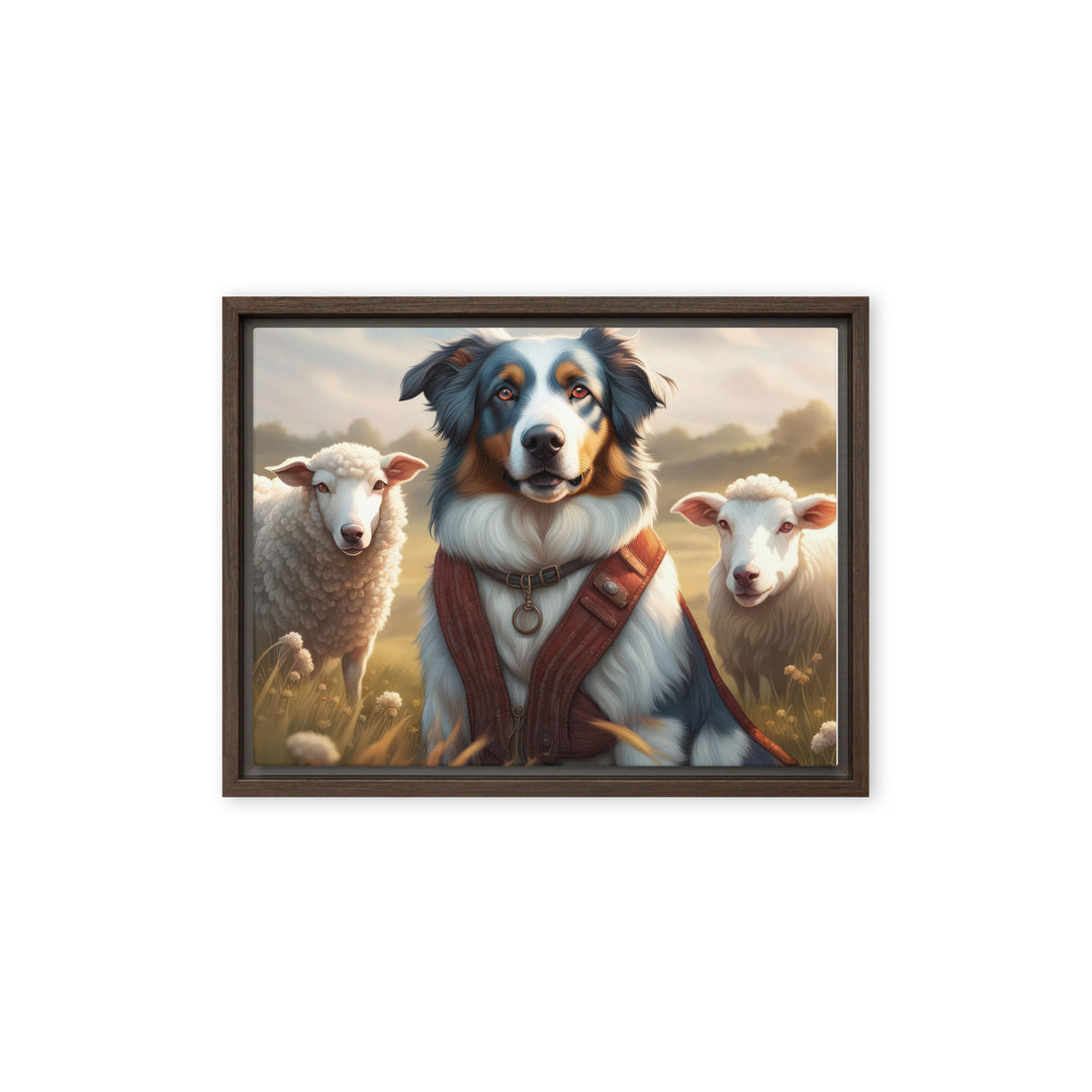 Australian Shepherd- Framed canvas v4