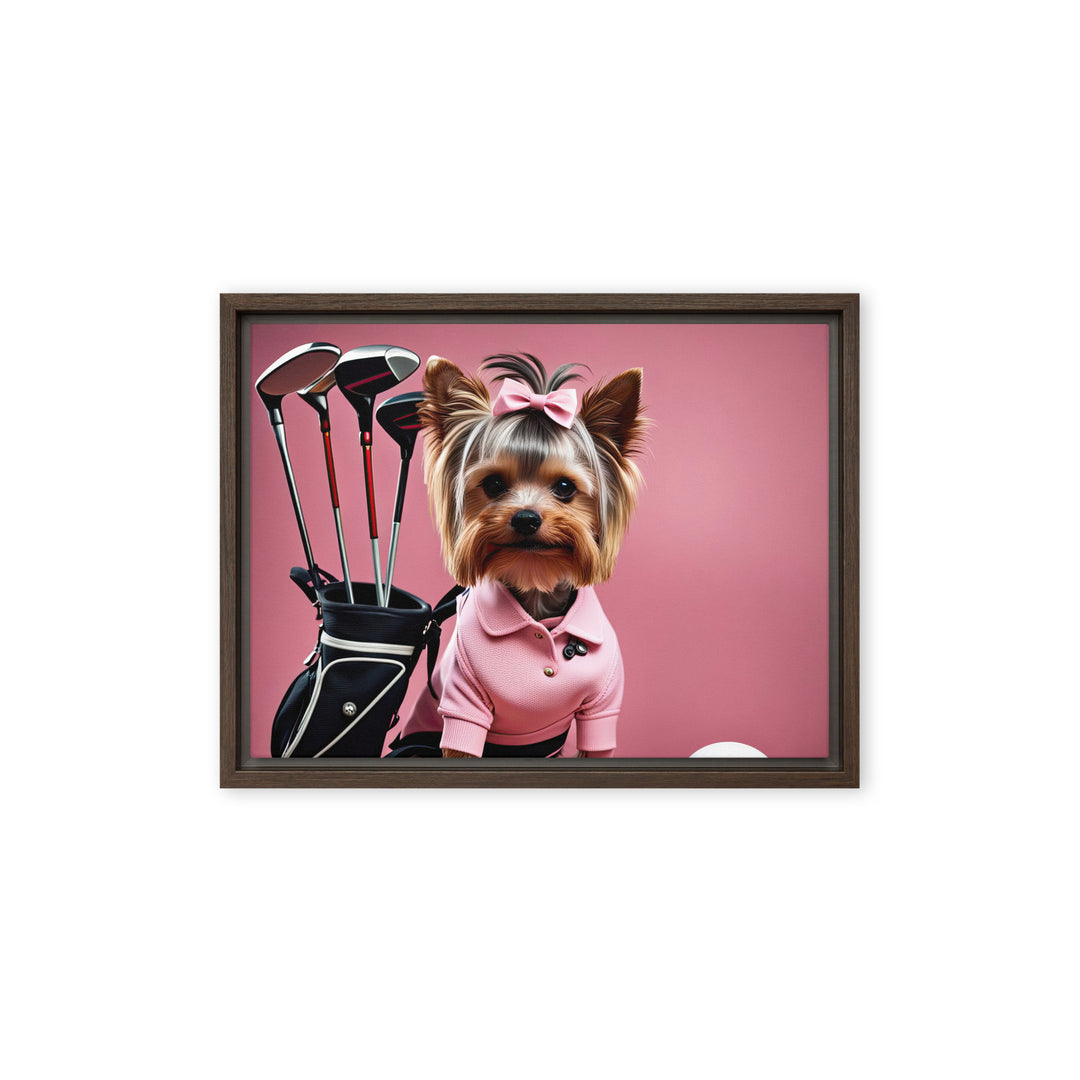 Yorkshire Terrier Golfer- Framed canvas