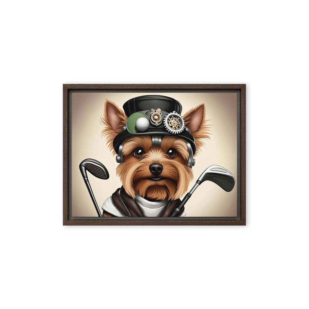 Yorkshire Terrier Golfer- Framed canvas v3