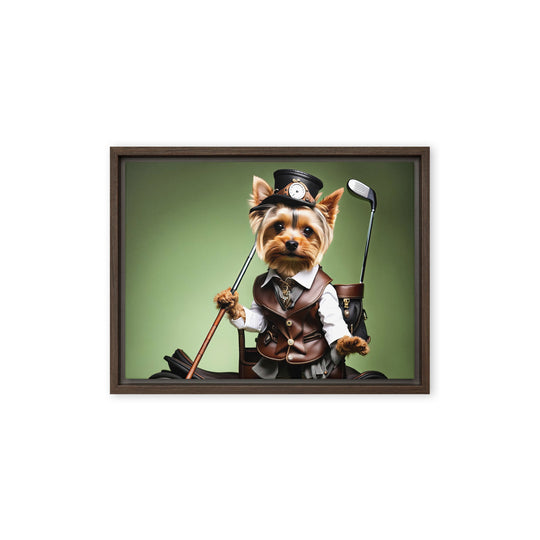 Yorkshire Terrier Golfer- Framed canvas v4