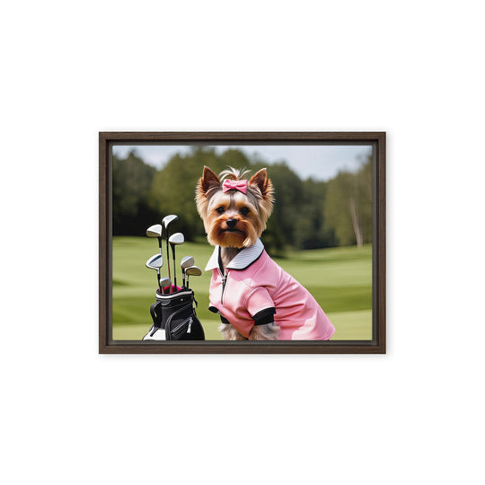 Yorkshire Terrier Golfer- Framed canvas v2