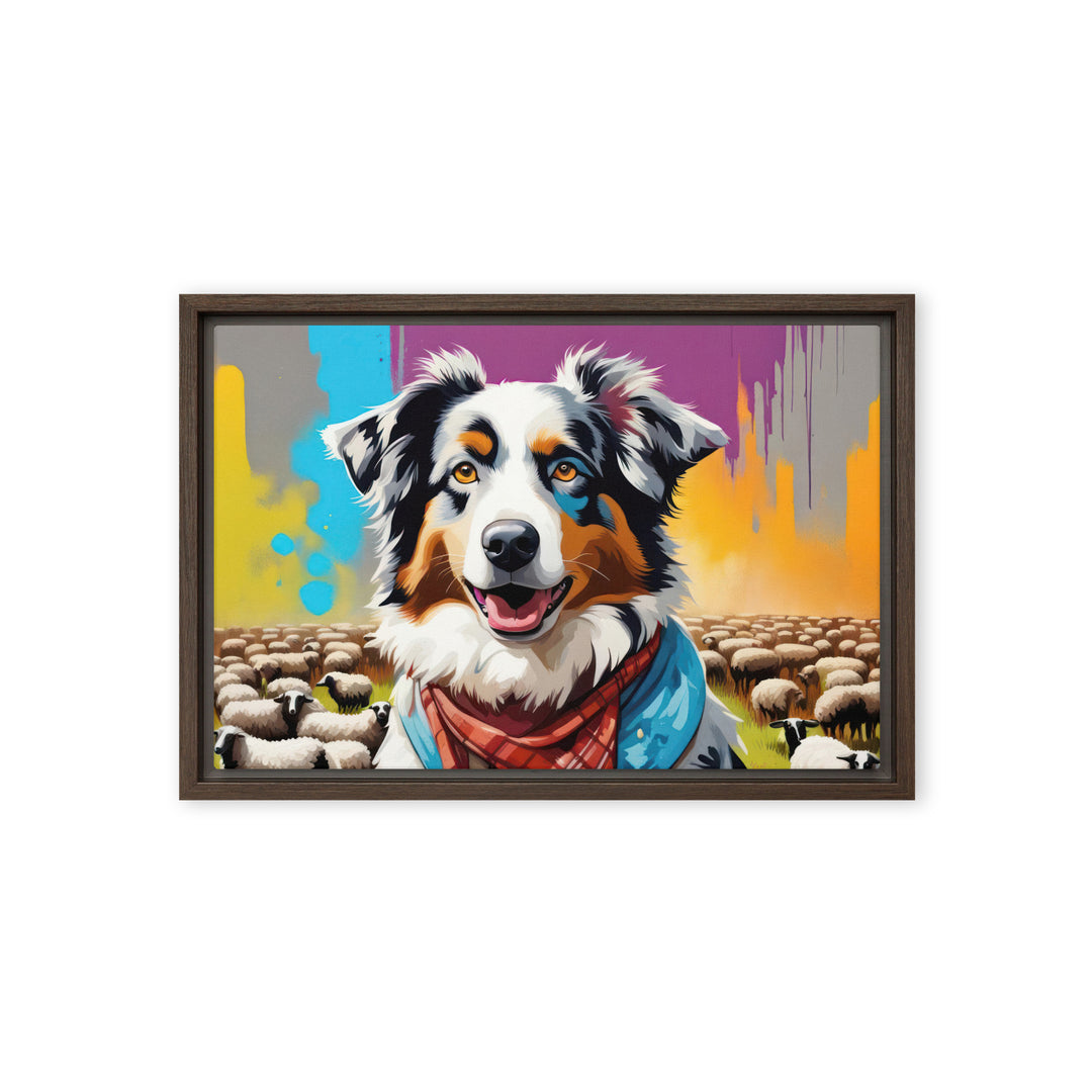 Australian Shepherd- Framed canvas v3