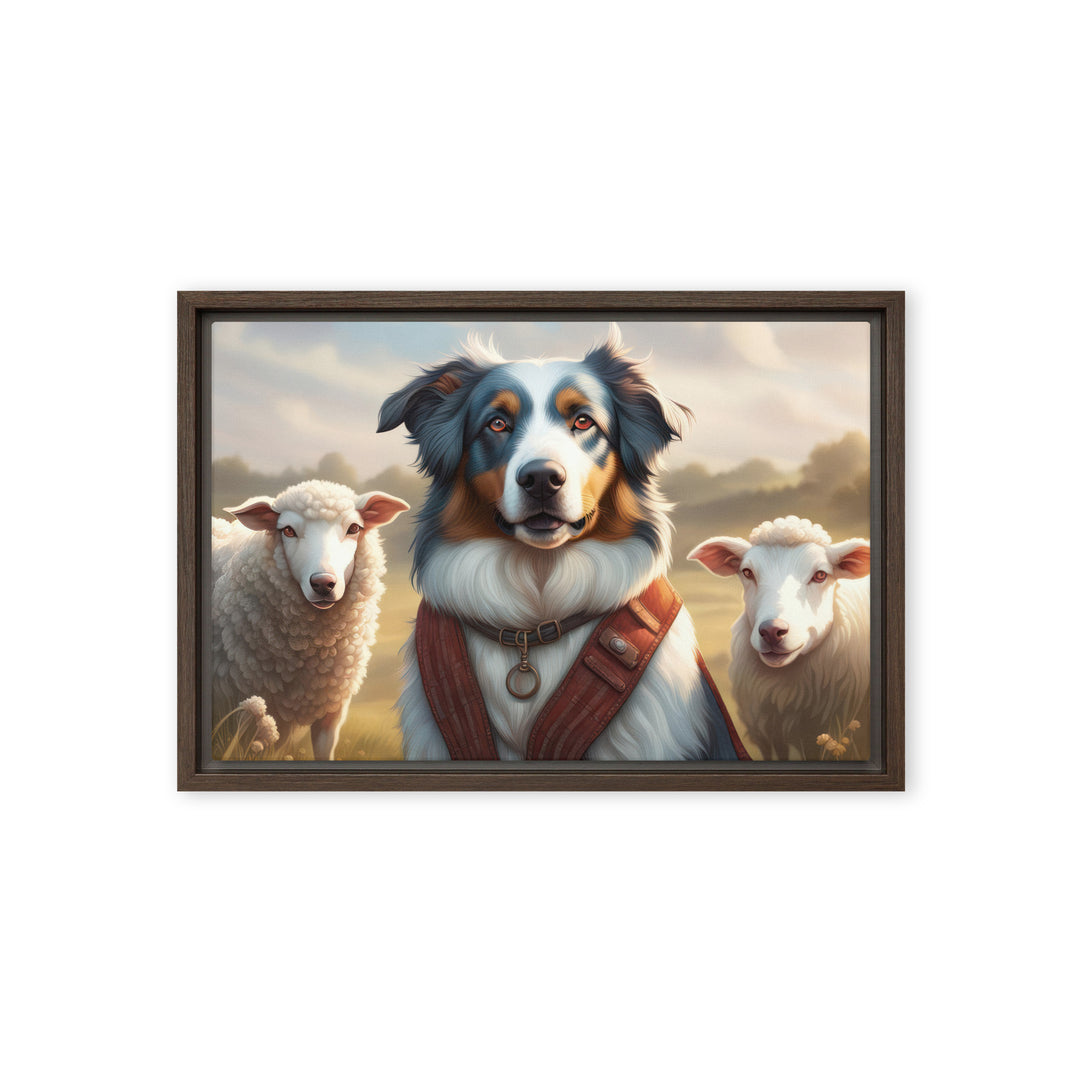 Australian Shepherd- Framed canvas v4