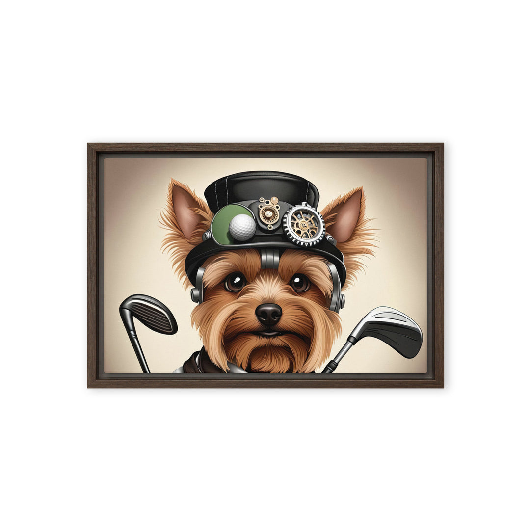 Yorkshire Terrier Golfer- Framed canvas v3