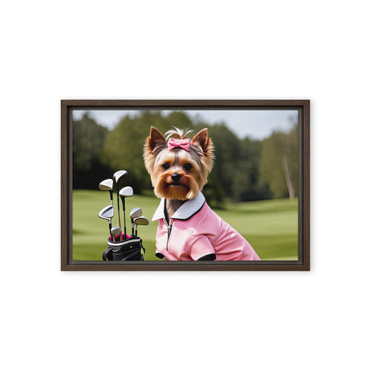 Yorkshire Terrier Golfer- Framed canvas v2