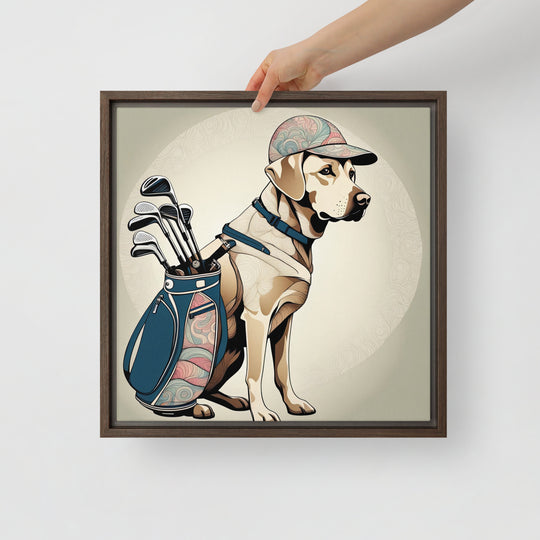 Framed canvas-Labrador Retriever Golfer