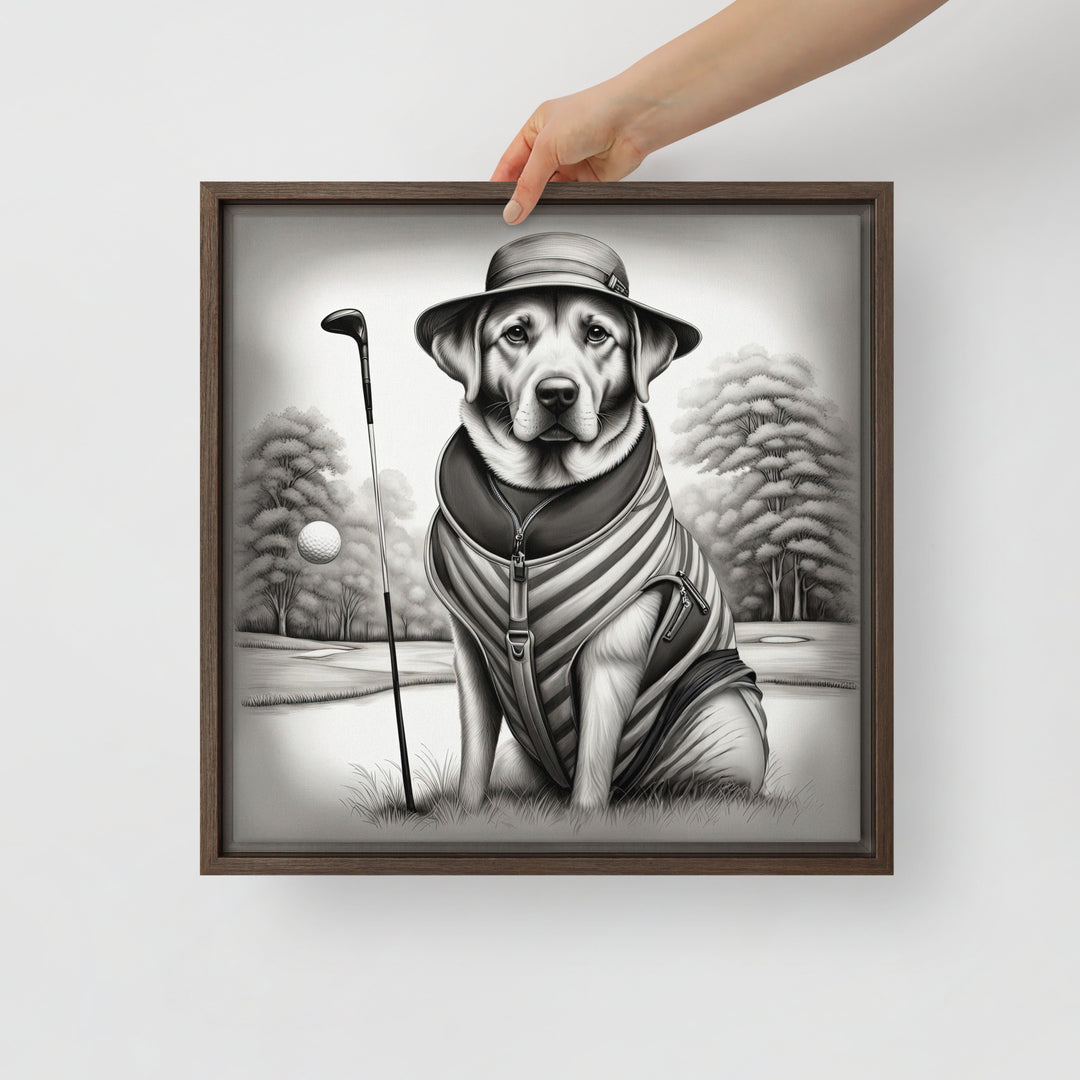 Framed canvas-Labrador Retriever Golfer V7