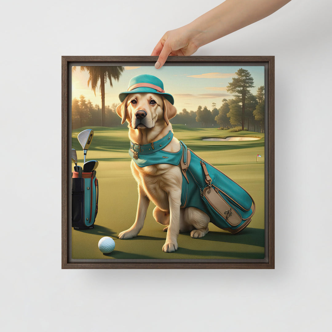 Framed canvas-Labrador Retriever Golfer V12