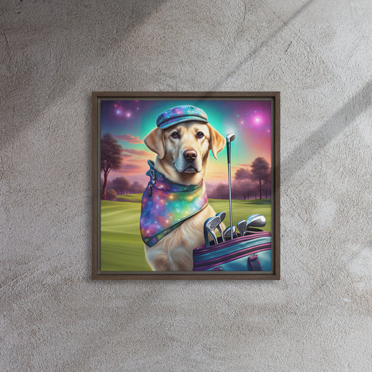 Framed canvas-Labrador Retriever Golfer V21