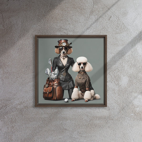 Poodle Golfer- Framed canvas v2