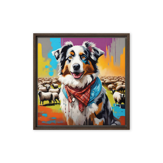 Australian Shepherd- Framed canvas v3