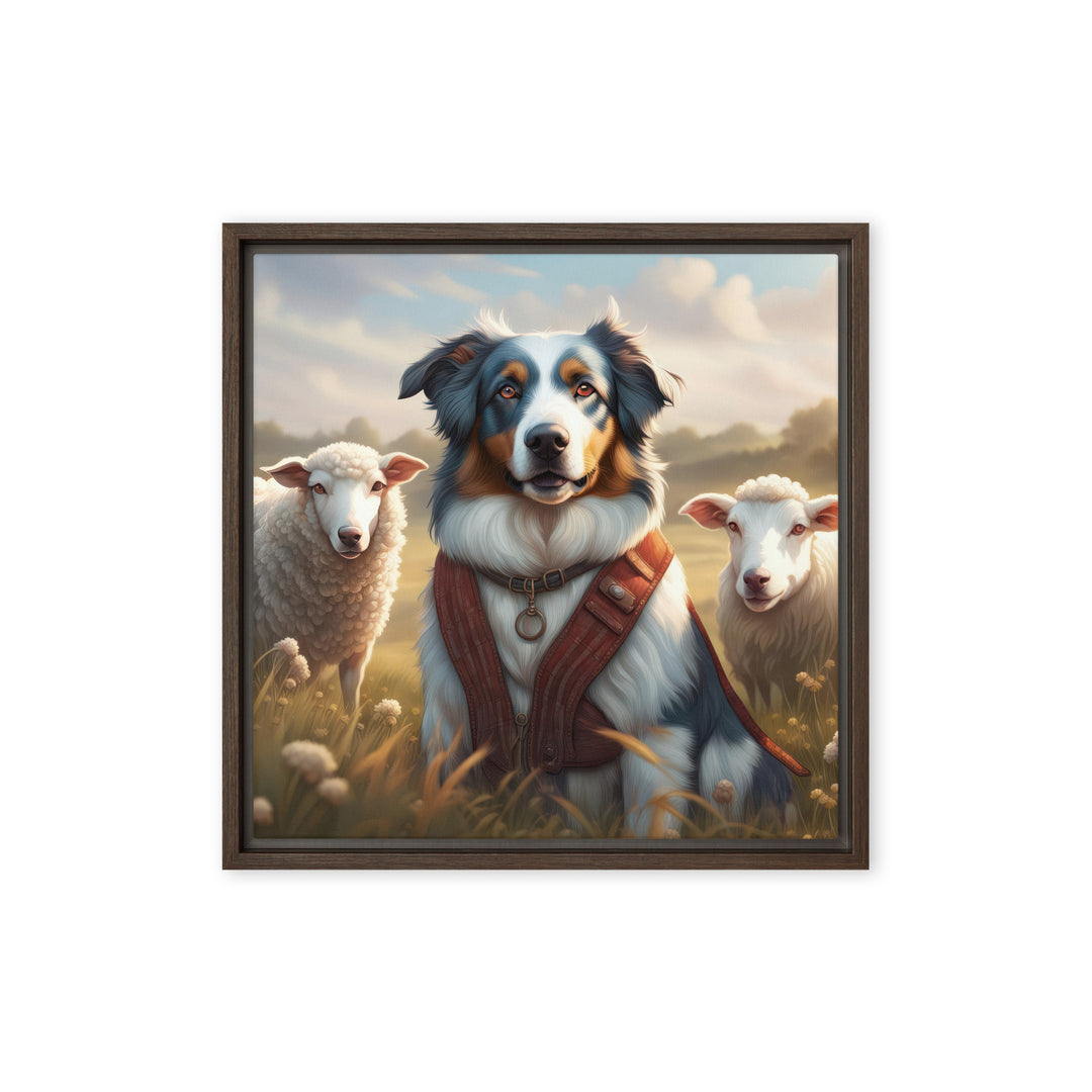 Australian Shepherd- Framed canvas v4