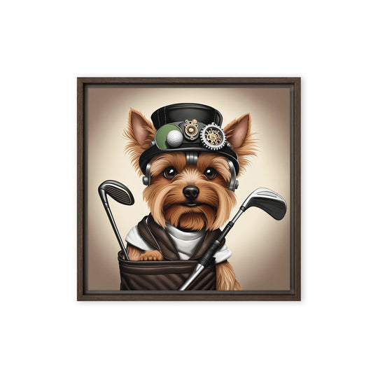 Yorkshire Terrier Golfer- Framed canvas v3