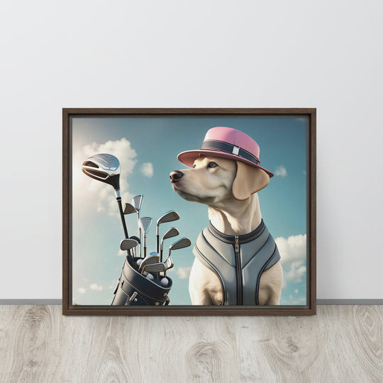 Framed canvas-Labrador Retriever Golfer V4