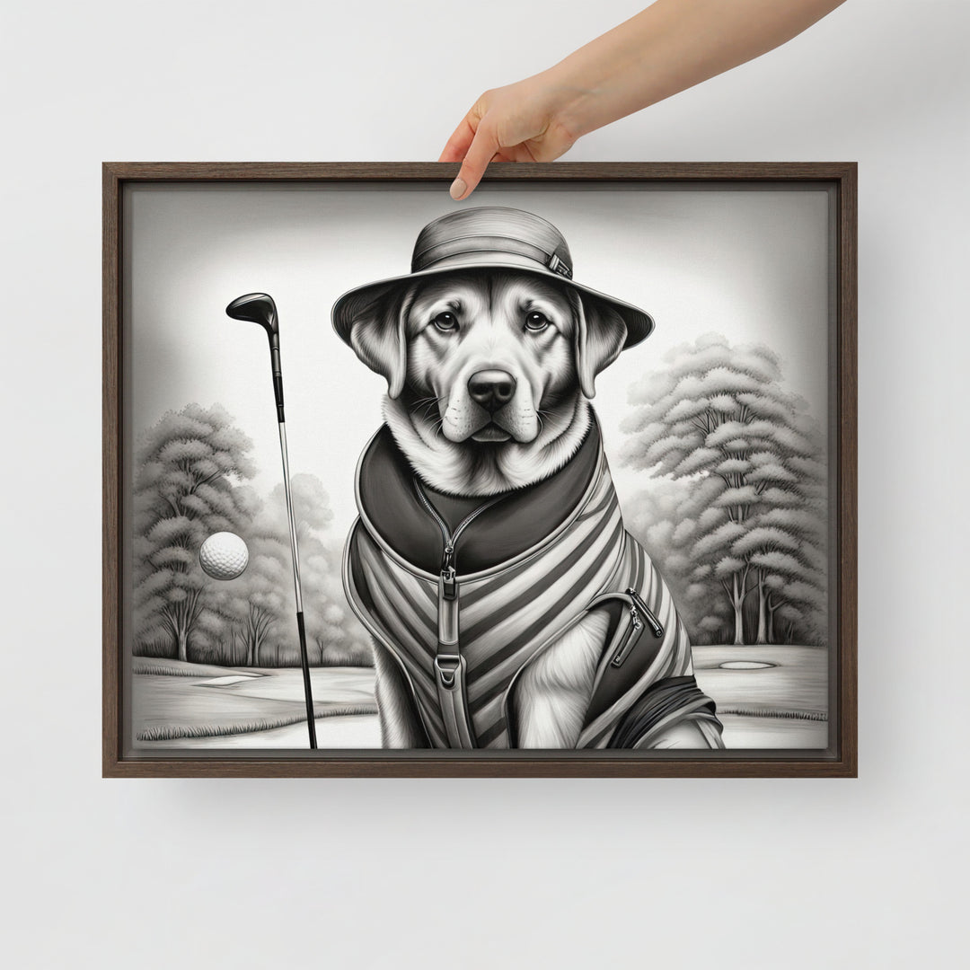 Framed canvas-Labrador Retriever Golfer V7