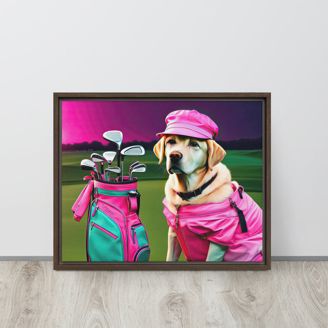 Framed canvas-Labrador Retriever Golfer V17